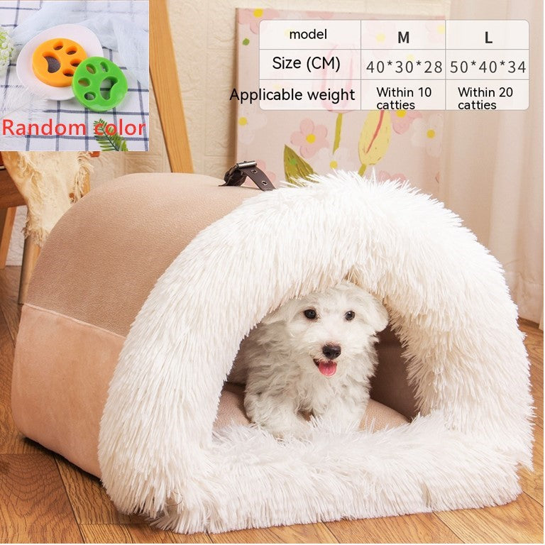 Portable Plush Pet Bed | Warm Dog & Cat Nest for Winter Secondary image